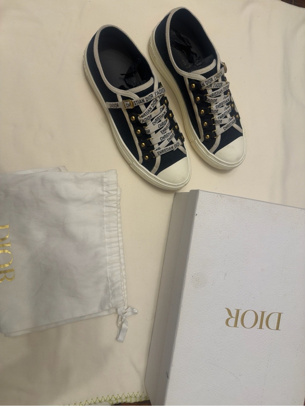 Dior Navy and White J'Adior Low-Top Sneakers